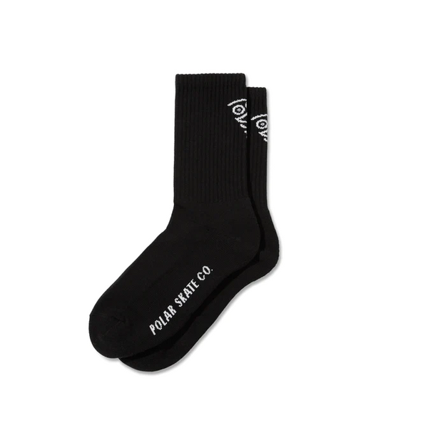 Polar Skate Co - Polar Face Socks (Black) - (US 7-9)