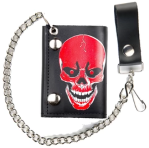Trifold Leather Wallets w/ Chain - Assorted