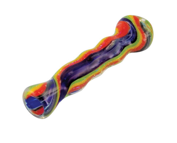 3.5" Multicolor Glass One Hitter W/ Dichroic Twists