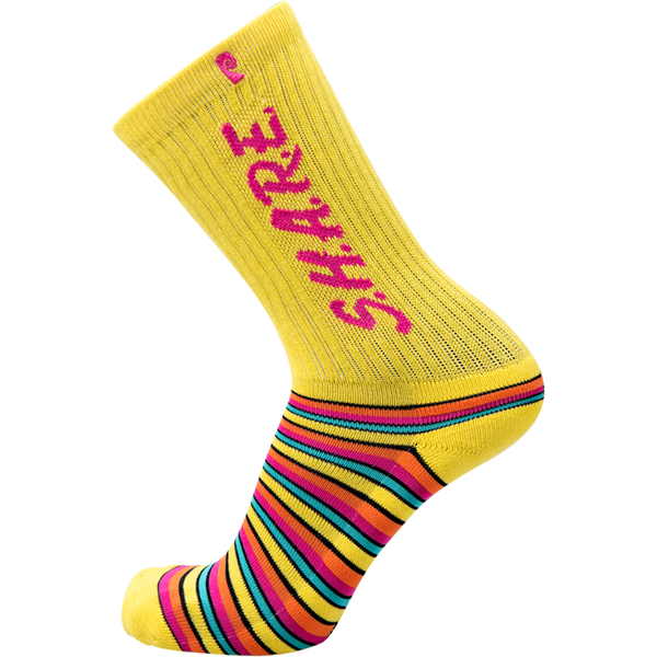 Psockadelic S.h.a.r.e. Crew Socks - Yel/Rainbow