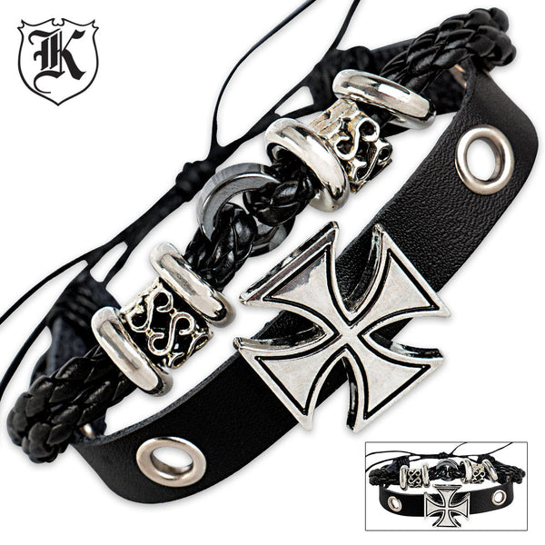 2PC Black Leather Bracelet