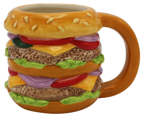 Large Double Burger Ceramic Mug - 20oz