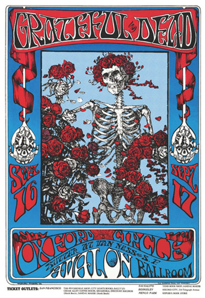 Grateful Dead - Skeletons & Roses Poster - 24"x36"
