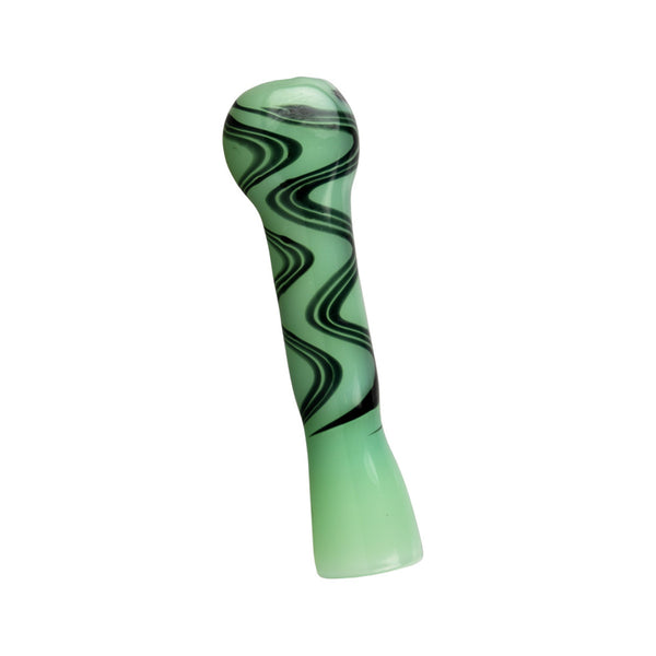 Jade Green Black Wave Chillum / One Hitter - 3.5"