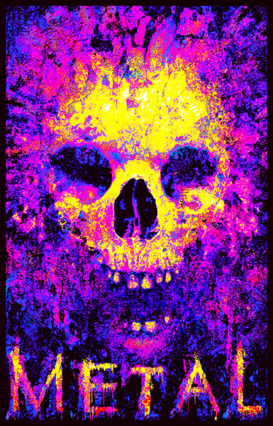 Metal Skull Blacklight Poster