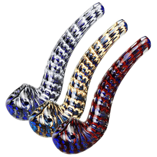 Striated Two Tone Bubbly Glass Long Pipe - 6"