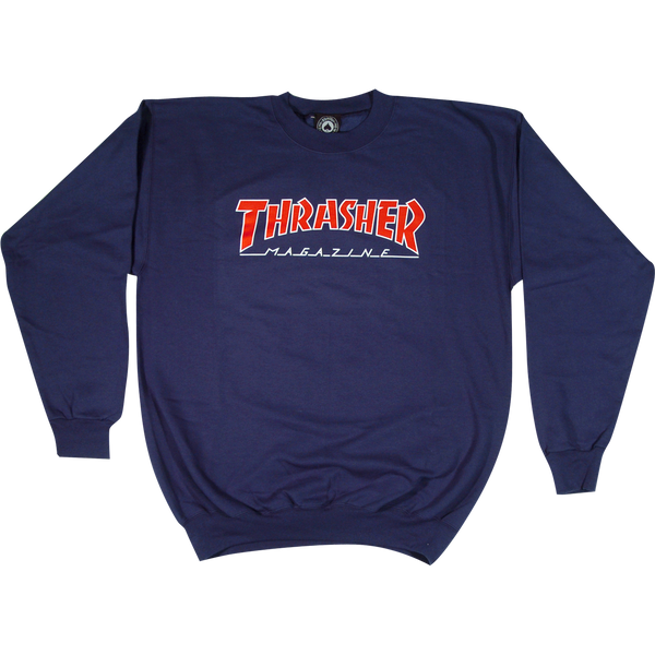 Thrasher outlined top logo navy hoodie