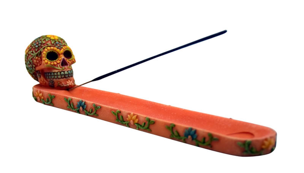 Orange Skull Incense Burner
