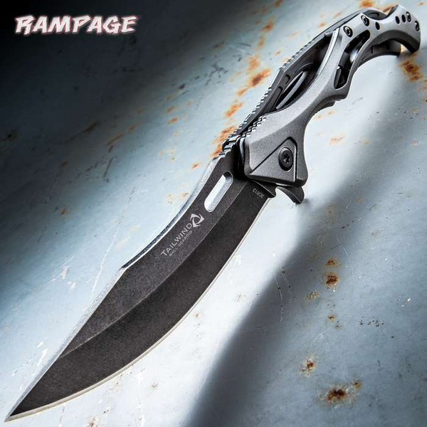 Rampage Tailwind Ball Bearing Pocket Knife Stainless Steel Blade, Aluminum And Steel Handle