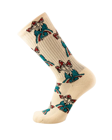 Psockadelic - Trippin Skull Socks - Off White / Blue / Red