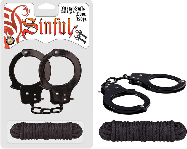 Sinful Metal Cuffs With Keys & Love Rope
