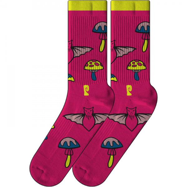 Psockadelic - Bat Shroom Crew Socks - Pink