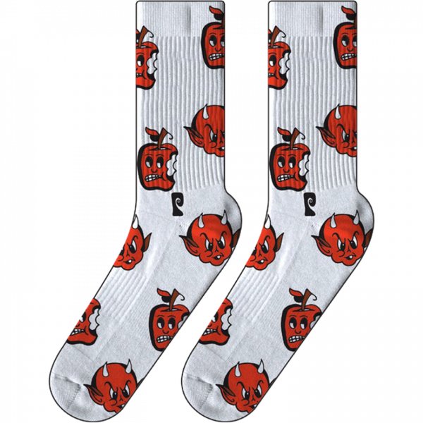 Psockadelic - Evil Apple Devil Crew Socks - White