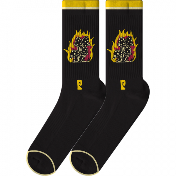 Psockadelic - Mushroom Flame Crew Socks - Black