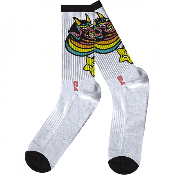 Psockadelic - Rainbow Star Crew Socks - White