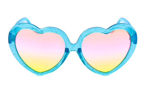 Happy Hour Shades - Heart Ons Sunglasses - Gloss Blue Sparkle