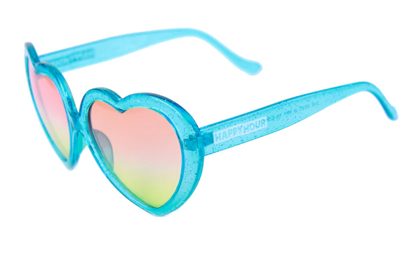 Happy Hour Shades - Heart Ons Sunglasses - Gloss Blue Sparkle