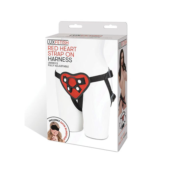 Lux Fetish Red Heart Strap On Harness Set