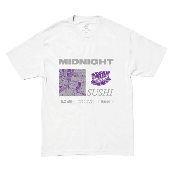 Evisen Skateboards - Midnight Sushi T-Shirt - White