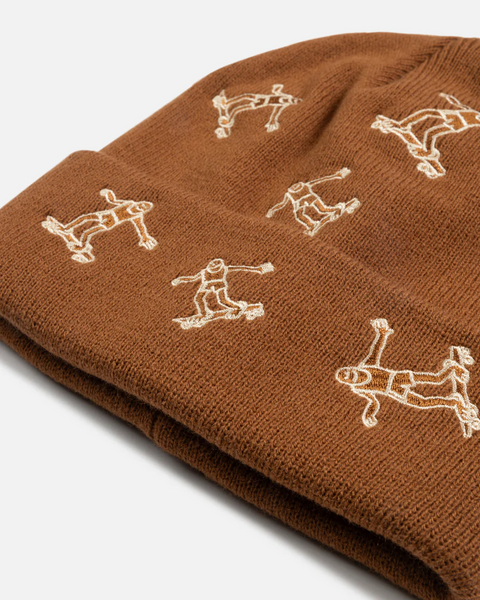 Thrasher - Gonz Embroidered Beanie - Chocolate Brown / White Stitch