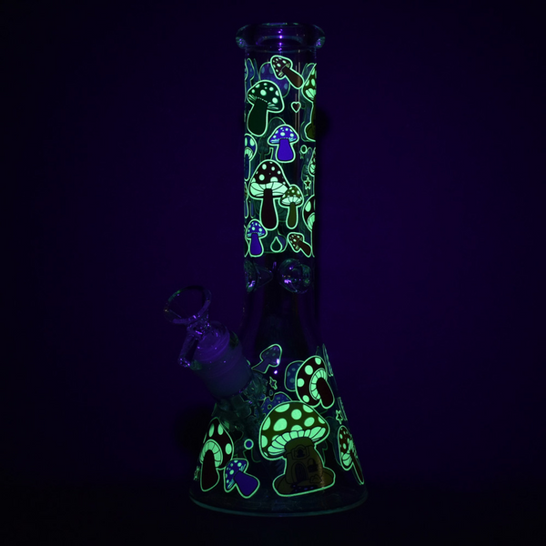 Mushroom Beaker Water Pipe | 10" | 14mm F | Colors Vary