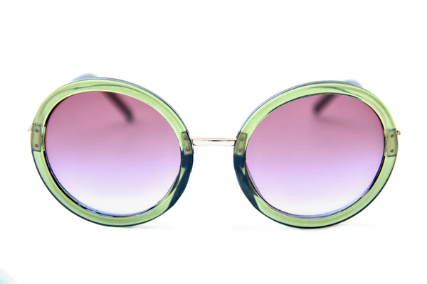 Happy Hour Shades - Squares Sunglasses - Moss Green / Purple Fade