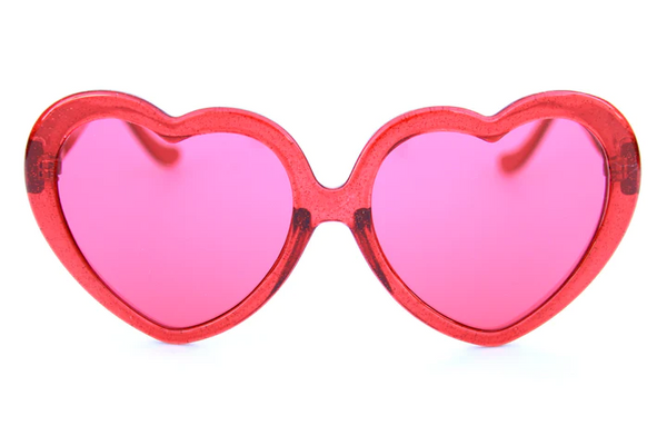 Happy Hour Shades - Heart Ons Sunglasses - Sparkle Red - MOXI