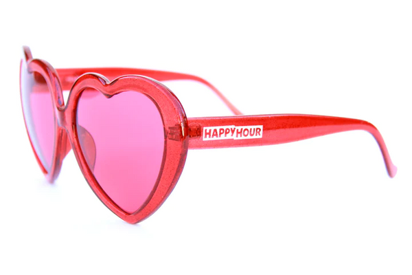 Happy Hour Shades - Heart Ons Sunglasses - Sparkle Red - MOXI