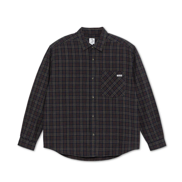 Polar Skate Co - Mitchell Long Sleeve Flannel Shirt - Navy / Brown