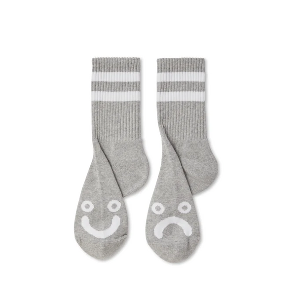 Polar Skate Co - Happy Sad Socks - Heather Grey  - (US 7-9)