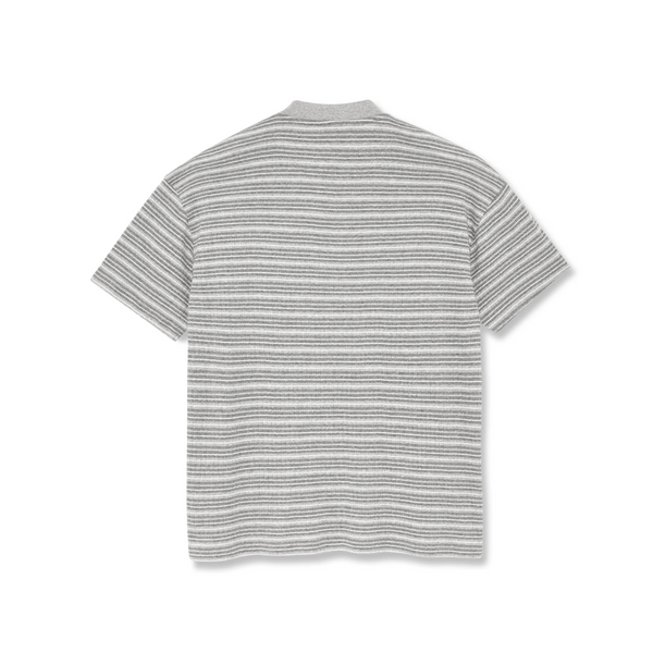Polar Skate Co - Stripe Rib Henley T-Shirt - Heather Grey