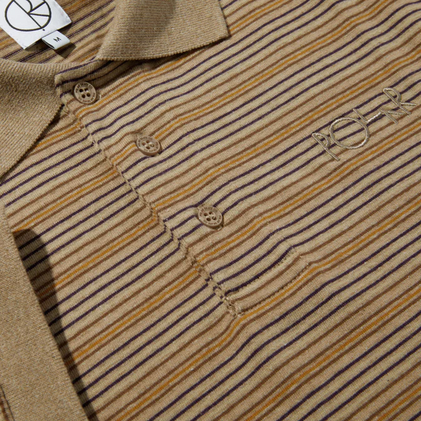 Polar Skate Co - Stripe Polo T-Shirt - Camel - XL