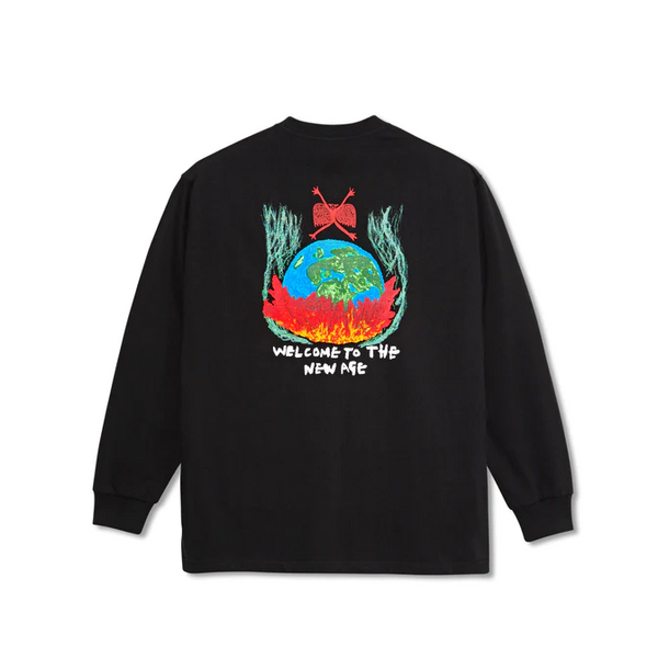 Polar Skate Co - Long Sleeve T-Shirt - Welcome To The New Age - Black