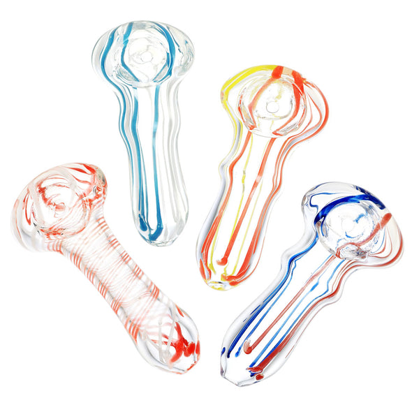 Sada Color Striped Clear Glass Hand Pipe