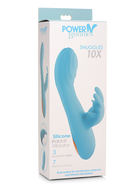 Curve Toys Power Bunnies Snuggles 10x Silicone Rabbit Vibrator - Blue