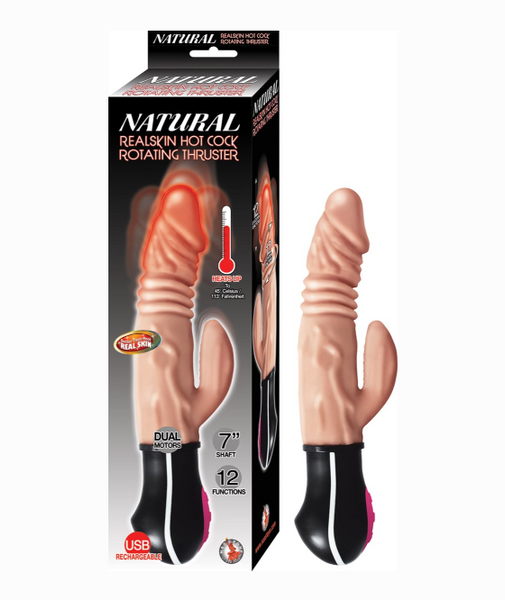 Natural Realskin Hot Cock Rotating Thruster - White