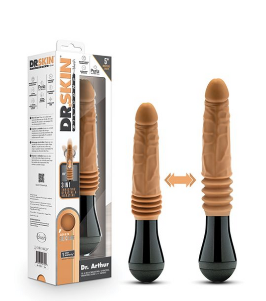 Blush Dr. Skin Silicone Dr. Arthur Thrusting Gyrating Vibrating Dildo - Tan