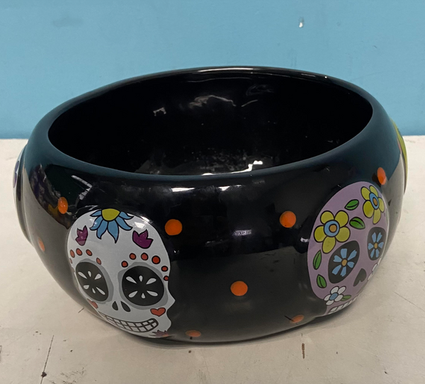 Ceramic Day of The Dead Kitchen Bowl - Black