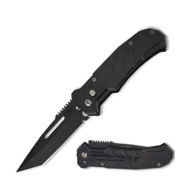 4.5" Black Ballistic Automatic Tanto Blade Knife