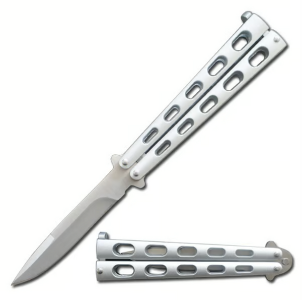 5.25" Closed Length Silver Striker Balisong Butterfly Knife