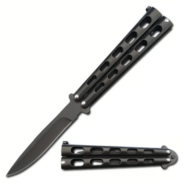 5.25" Closed Length Black Striker Balisong Butterfly Knife