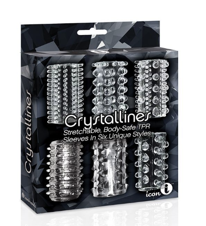 The 9's Crystalline TPR Cock Sleeve 6 Pack - Clear