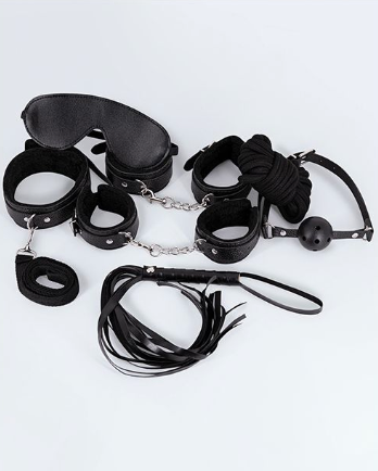 Lust PU Leather 7 Pack Lite Bondage Set - Black