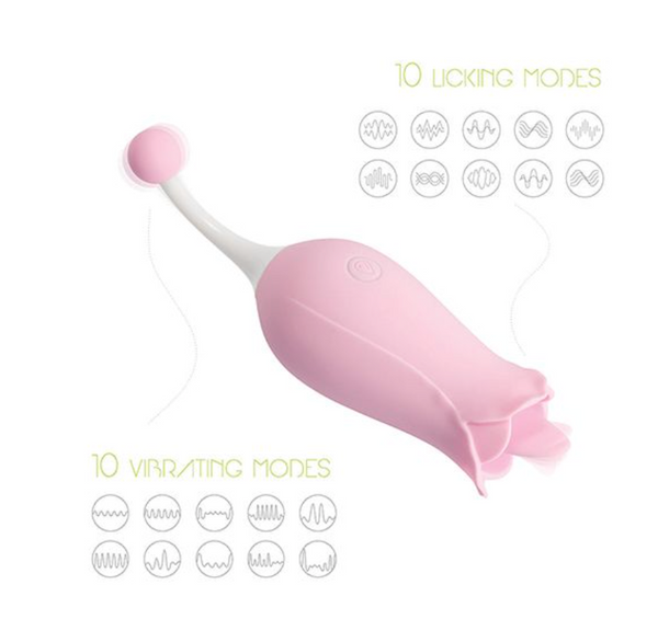 Dora Rose Toy Clit Vibrator & Tongue Licker - Pink