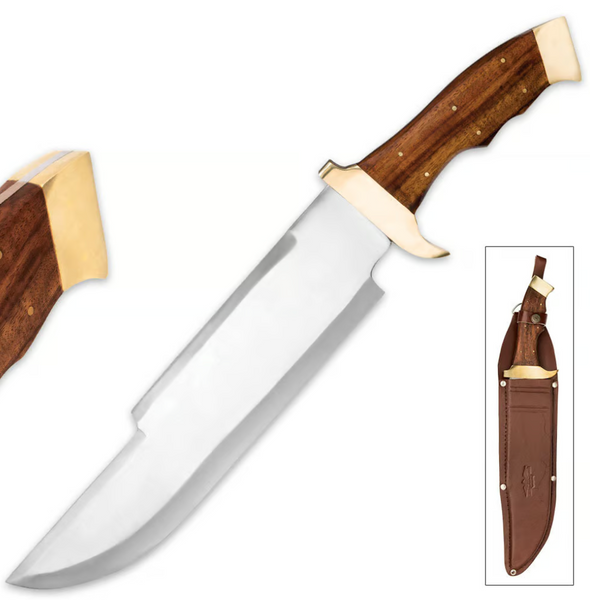 Massive Big Foot Bowie Knife And Leather Sheath