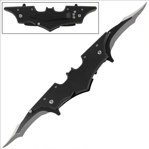 5.5" Closed Black Double Bladed Midnight Spring Assist Knife