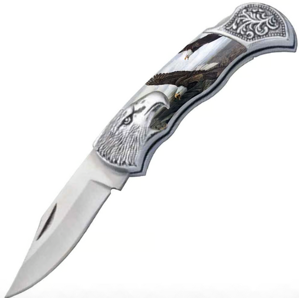 7.25" Eagle Bolster Handle Lockback Folding Pocket Knife in a Gift Box