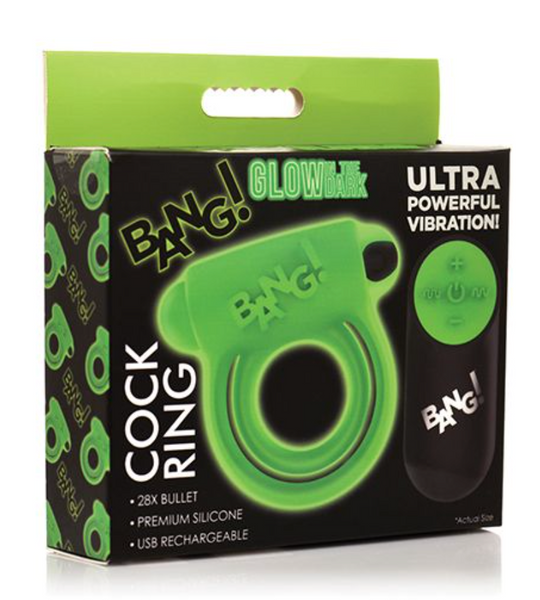 Bang! Glow in the Dark 28X Remote Controlled Cock Ring