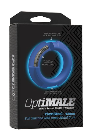 OptiMale FlexiSteel Cock Ring - 43mm Blue