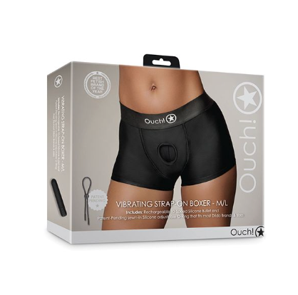 Shots Ouch Vibrating Strap On Boxer - Black M/L